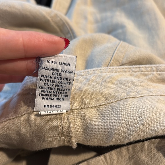 100% linen lightweight GAP capris beige neutrals cargo casual slouchy - Picture 5 of 6